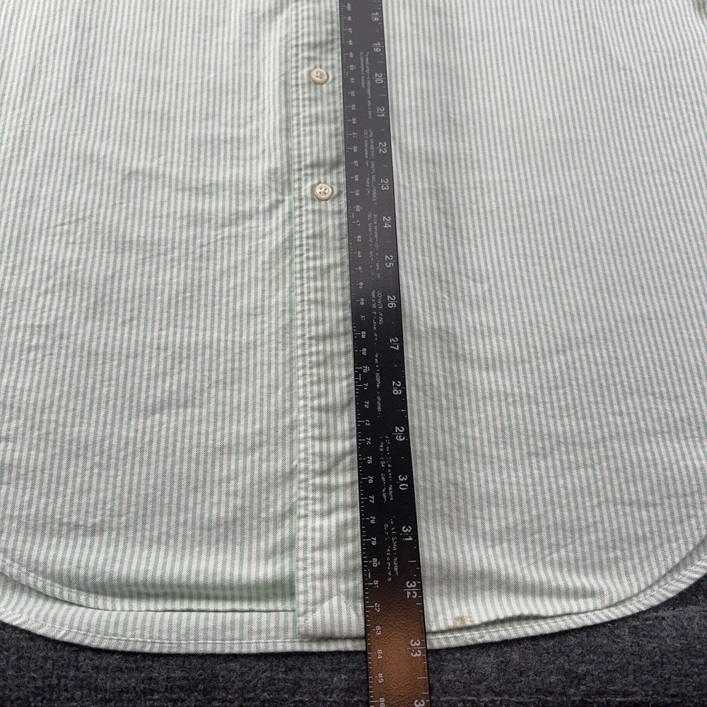 POLO RALPH LAUREN Long Sleeve‎ Shirt Mens 17-36 Green Stripe Flesh Pony *
